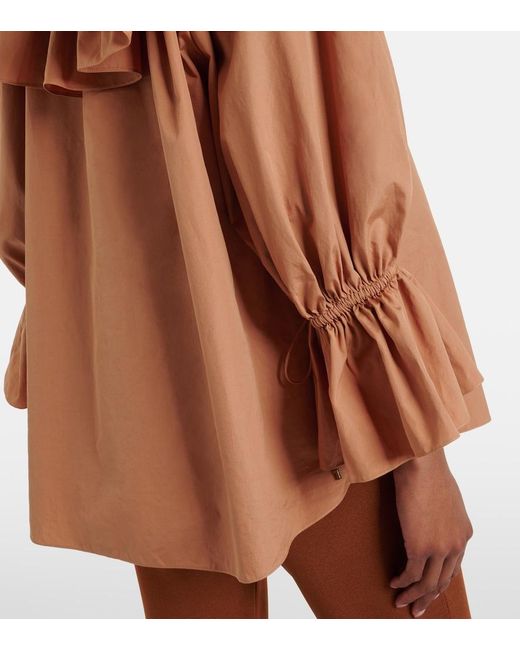 Chloé Brown Ruffled Cotton Poplin Blouse