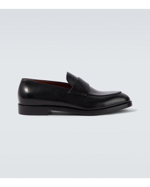 Zegna Black Leather Penny Loafers for men