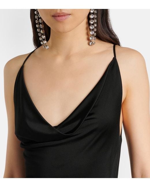David Koma Black Asymmetric Crystal-Embellished Gown