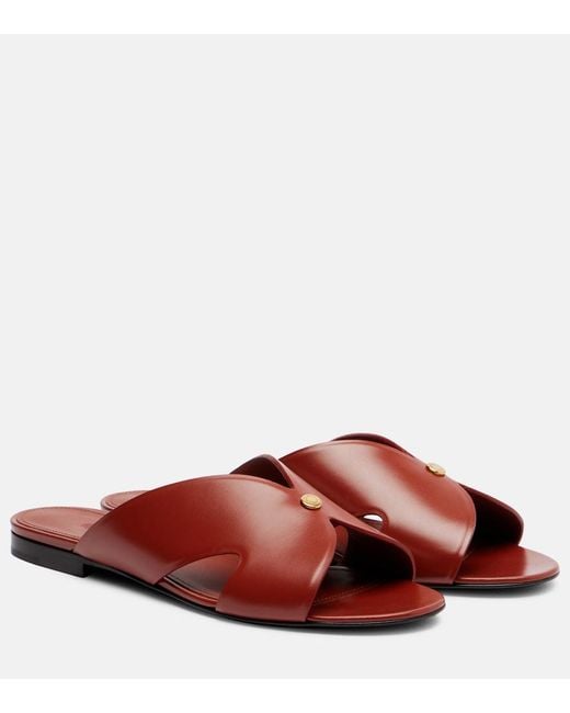Loro Piana Brown Vera Leather Slides
