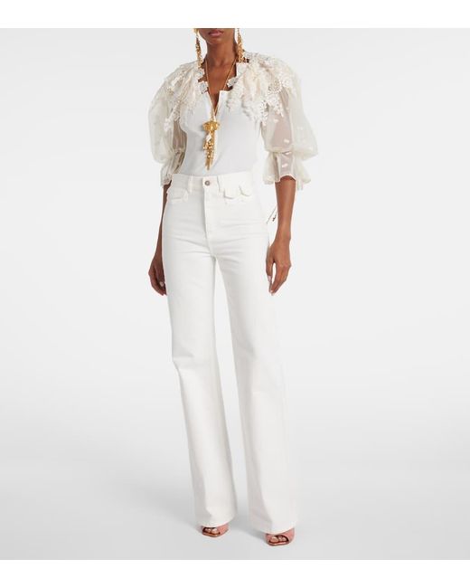 Chloé White High-Rise Flared Jeans
