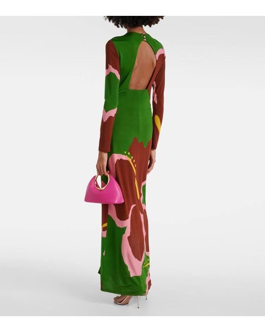 Johanna Ortiz Green Floral Maxi Dress