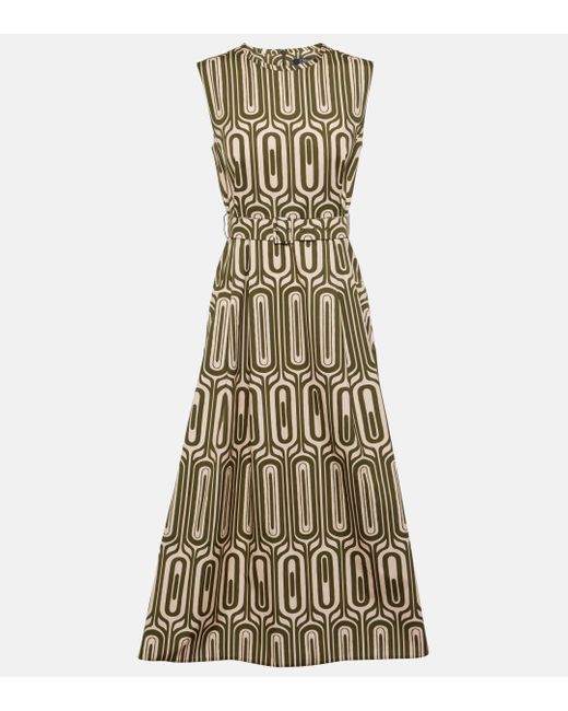 Max Mara Metallic Andreis Printed Cotton Poplin Midi Dress