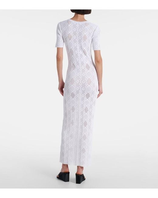 Alaïa White Midikleid Aus Spitze
