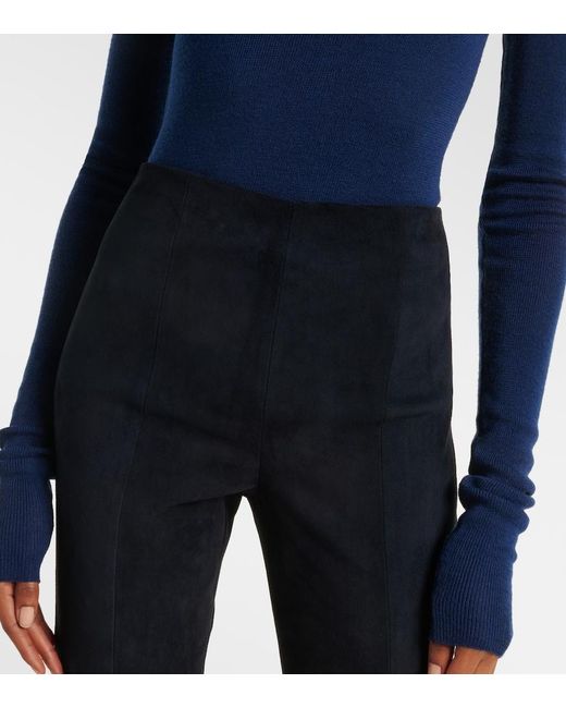 Stouls Blue Gege Suede Flared Pants