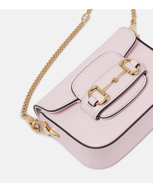Gucci Pink Schultertasche Horsebit 1955 Mini Aus Leder