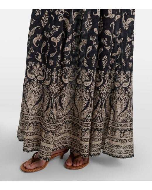 Veronica Beard White Ayanna Paisley Shirred Maxi Dress