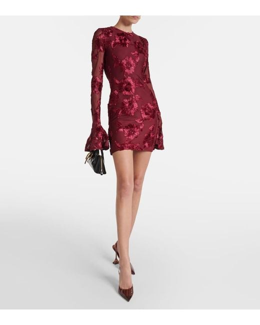 ROTATE BIRGER CHRISTENSEN Red Besticktes Minikleid Aus Mesh