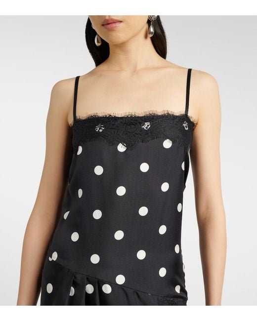 Sportmax Black Capo Polka-Dot Silk Slip Dress