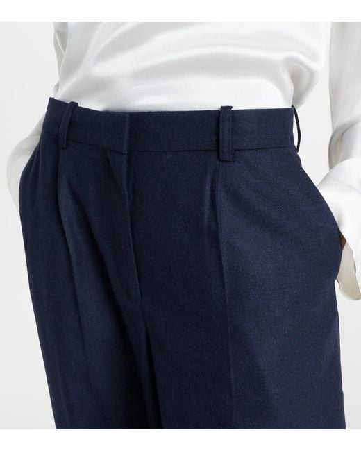 Totême  Blue Weite Hose Aus Flanell