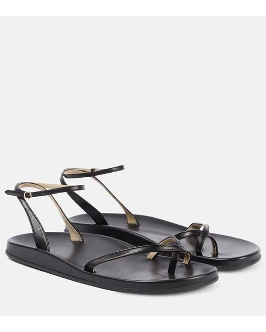 The Row Black Hugh Leather Sandals