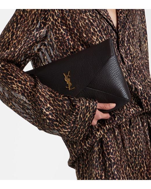 Saint Laurent Black Cassandre Leather Pouch