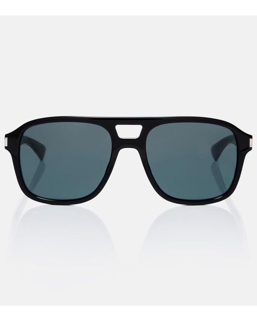 Saint Laurent Blue Corner Angle Aviator Sunglasses