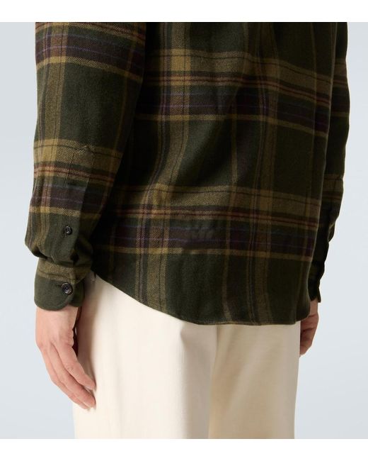 Ralph Lauren Green Checked Cashmere Shirt for men