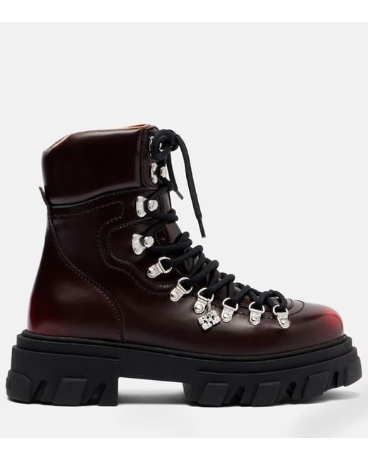 Ganni Black Platform Combat Boots
