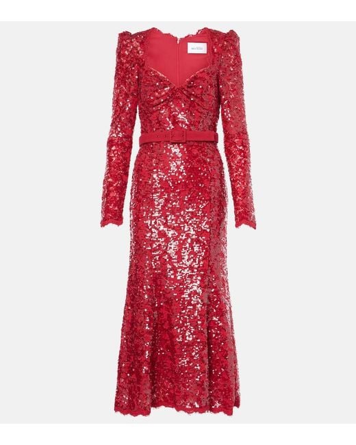 Rebecca Vallance Red X Nicky Hilton Leyla Sequined Midi Dress