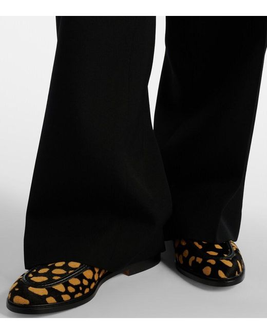 Manolo Blahnik Black Maxy Calf Hair Loafers