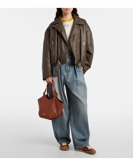 Loewe Brown Hammock Flip Leather Tote Bag