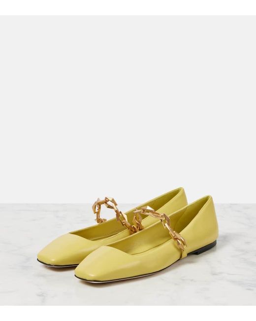 Jimmy Choo Yellow Diamond Tilda Leather Ballet Flats
