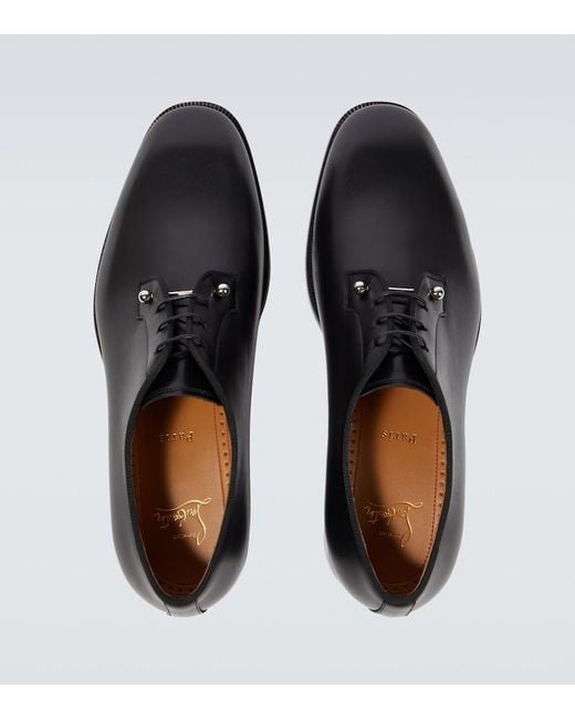 Christian Louboutin Black Chambeliss Leather Derby Shoes for men