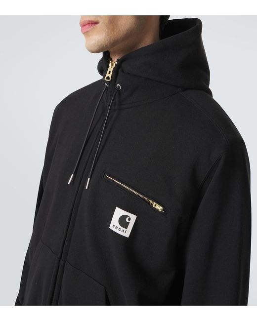 Sacai Black X Carhartt Cotton Jersey Hoodie for men