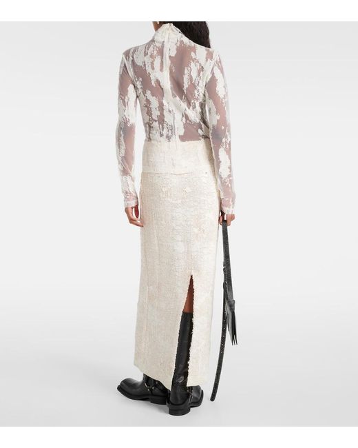 Acne White Cotton-Blend Turtleneck Top