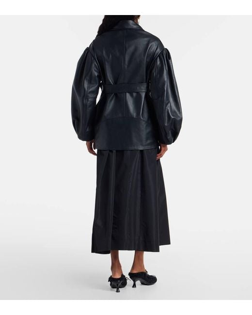 Simone Rocha Black Belted Leather Biker Jacket