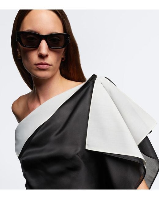Fendi Black Ffold Rectangular Sunglasses