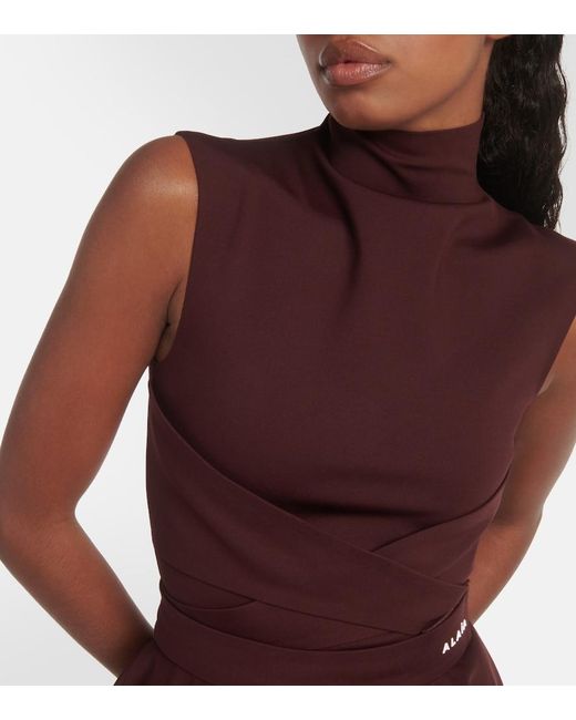 Alaïa Purple Mockneck Jersey Dress