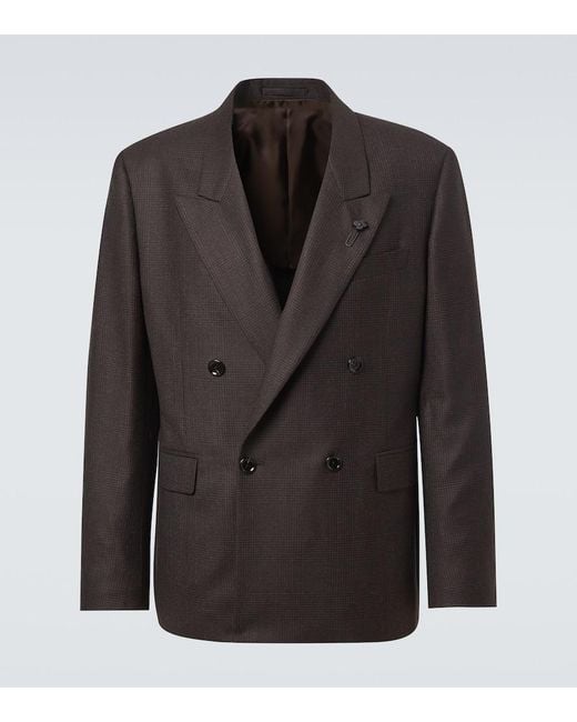 Lardini Black Double-Breasted Wool Blazer for men