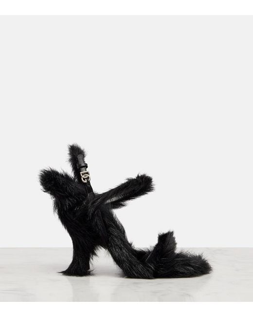 Dolce & Gabbana Black 105Mm Buckle Sandals With Fur Trim