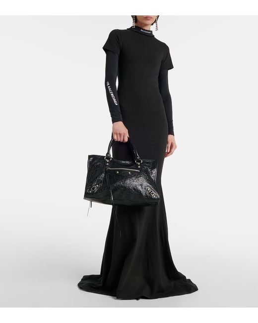 Balenciaga Black Schultertasche Le City Medium aus Leder