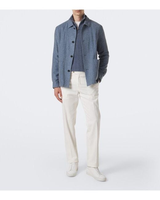Fedeli White Cotton-Blend Chinos for men