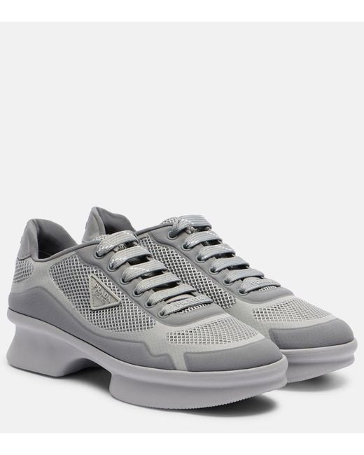 Prada Gray Wavy Re-Nylon Sneakers