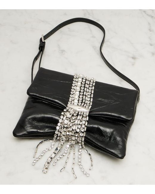 Jimmy Choo Black Zandra Embellished Leather Shoulder Bag