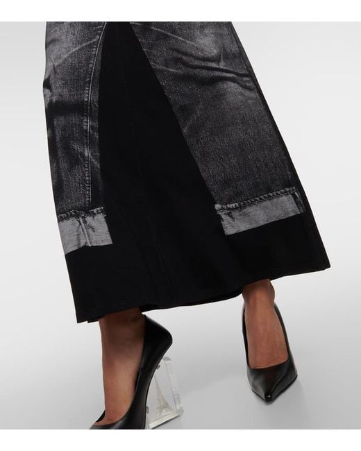 Jean Paul Gaultier Black Trompe L'Oil Jersey Maxi Skirt