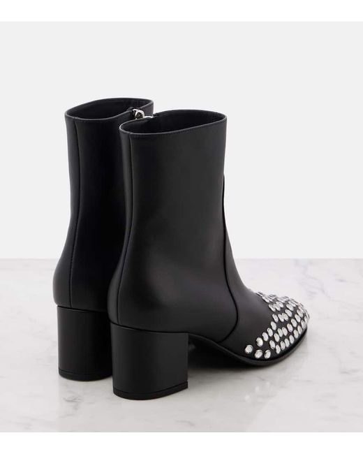 Alaïa Black 60 Embellished Leather Ankle Boots