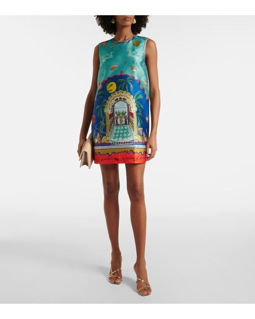 ALÉMAIS Blue Surrealist Summer Printed Minidress