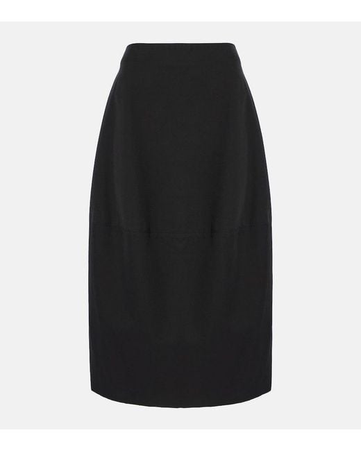 FFORME Black Skye Cotton And Wool Midi Skirt