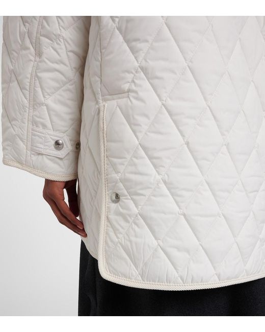 Polo Ralph Lauren White Logo Quilted Corduroy-Trimmed Coat