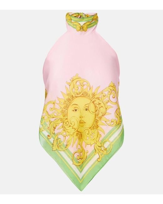 Versace Multicolor Printed Cotton And Silk Voile Top