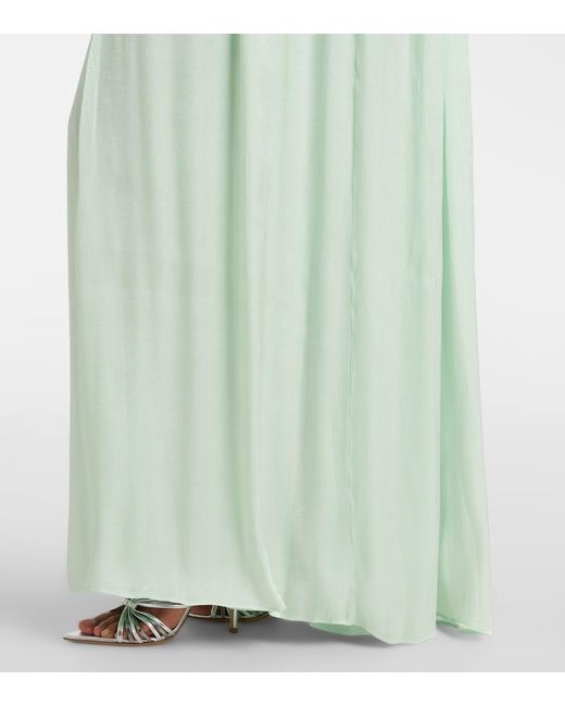 Costarellos Green Elline Embellished Pleated Gown