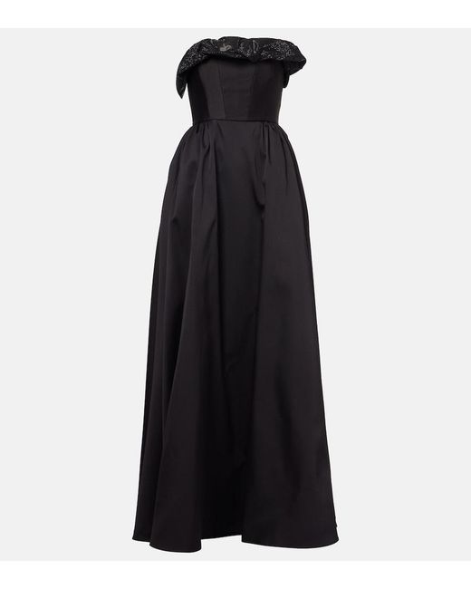 Roland Mouret Black Ruffled Strapless Gown