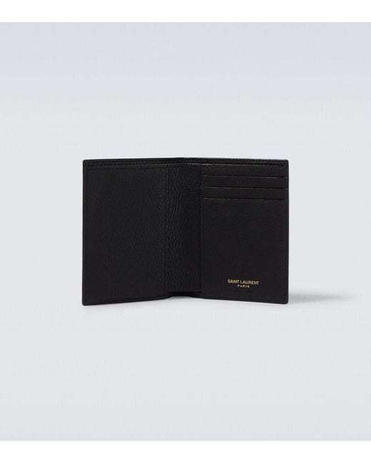 Saint Laurent Black Tiny Cassandre Leather Wallet for men