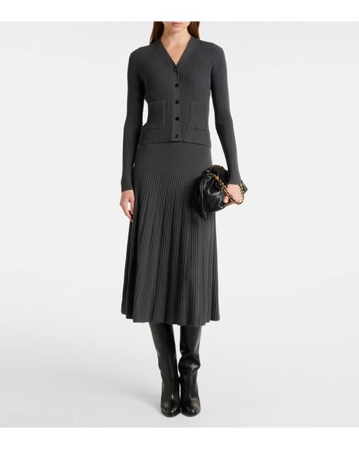 Joseph Gray Knitted Wool Midi Skirt