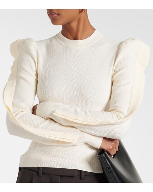 Max Mara Natural Genero Ruffled Jersey Sweater