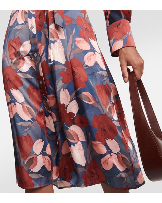 Vince Red Nouveau Magnolia Shirt Dress