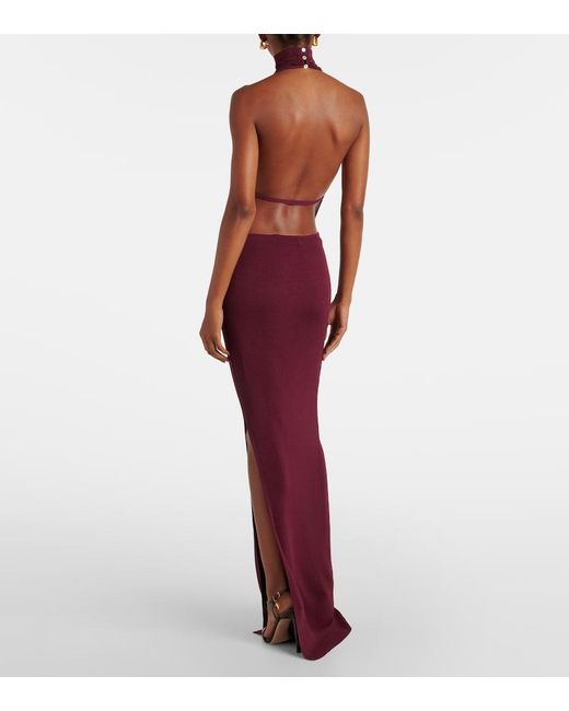 AYA MUSE Purple Draped Halterneck Gown