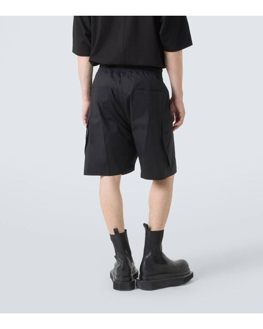 Rick Owens Black Cotton-Blend Poplin Cargo Shorts for men