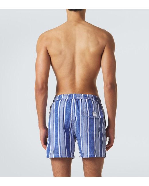 Fedeli Blue Striped Swim Trunks for men